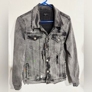 Dsquared2 distressed denim jacket with paint splatter detail